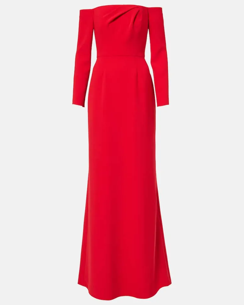Carolina Herrera New York Abito lungo off-shoulder in crÃªpe Rosso