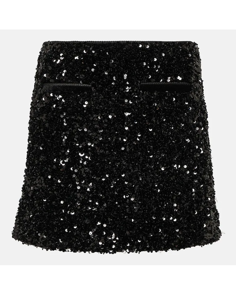 Self-Portrait Minigonna con paillettes Nero