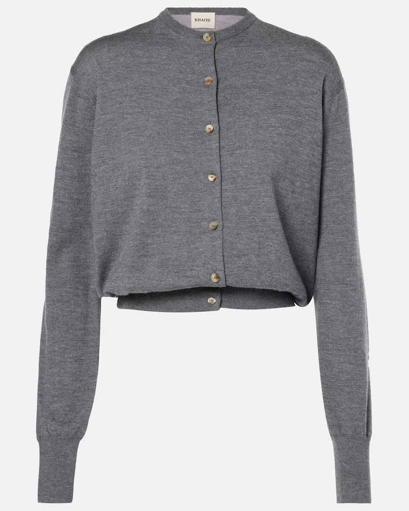 KHAITE Cardigan Jackie in lana Grigio