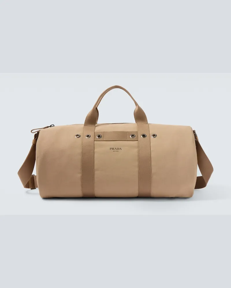 Prada Borsa da viaggio in canvas Beige