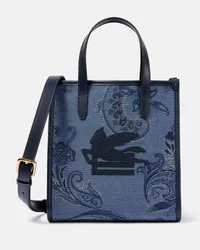 Etro Shopper Pegaso con pelle Blu