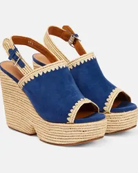 Robert Clergerie Sandali Damya in suede con zeppa Blu