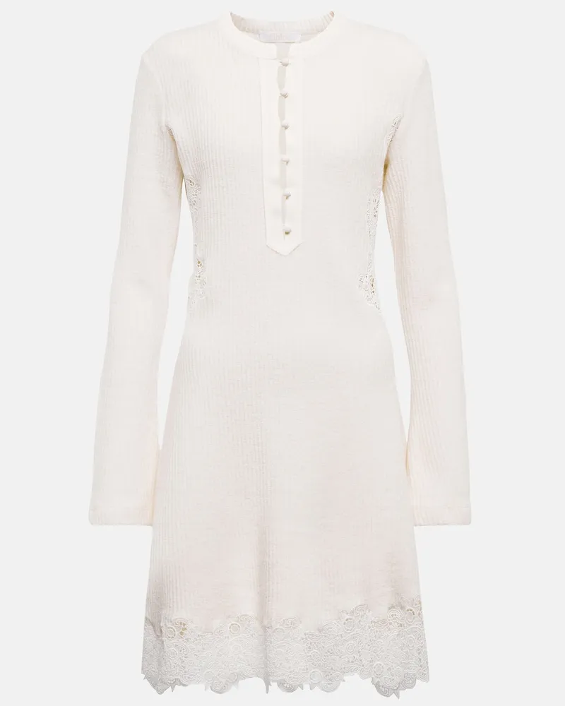 Chloé ChloÃ© Miniabito in maglia di lana a coste Bianco