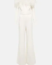 Safiyaa Jumpsuit con piume Bianco