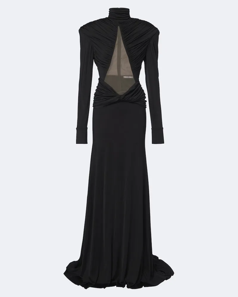 David Koma Abito lungo in jersey con cut-out Nero