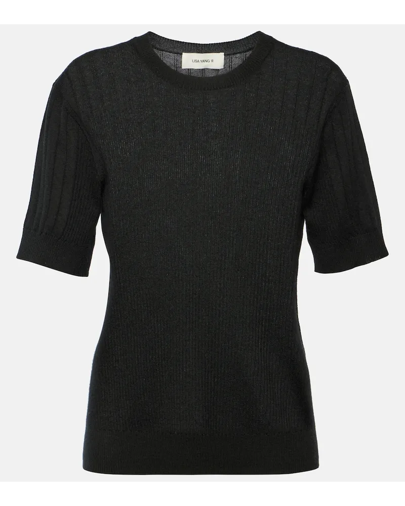 Lisa Yang T-shirt Ava in maglia di cashmere Nero