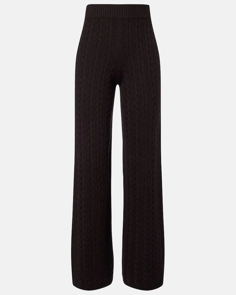 AGNONA Pantaloni a gamba larga in cashmere a trecce Marrone