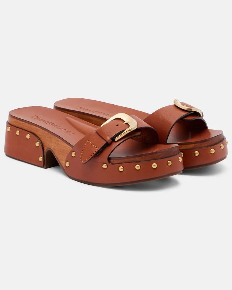 Zimmermann Mules Alight in pelle Marrone