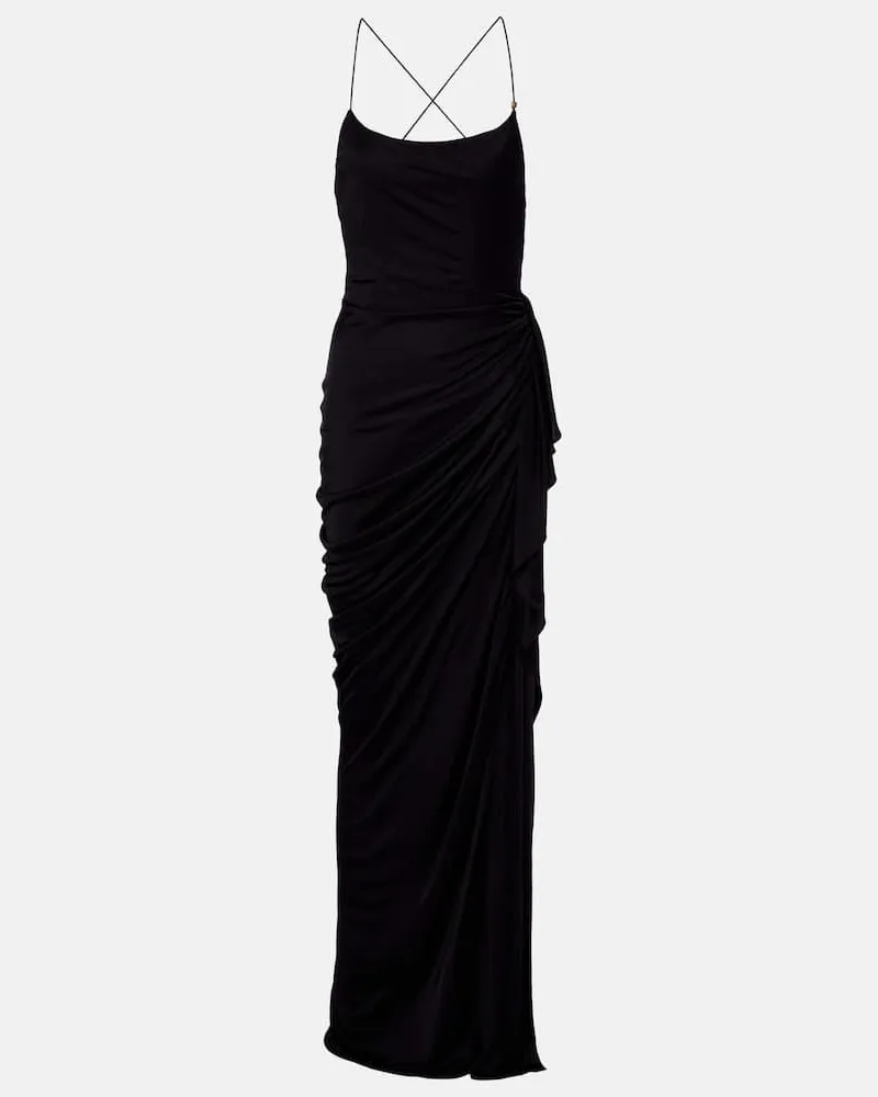 Versace Abito lungo in jersey Nero