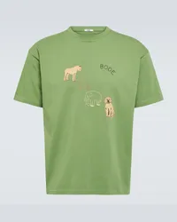 BODE T-Shirt Tiny Zoo in cotone Verde