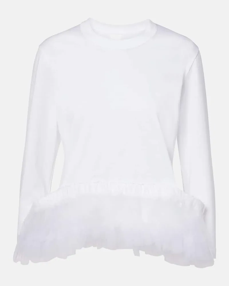 Noir Kei Ninomiya Top in jersey di cotone con tulle Bianco