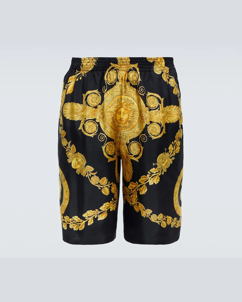 Versace Shorts in twill di seta con stampa Multicolore