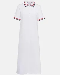 Thom Browne Abito midi in piqué di cotone Bianco