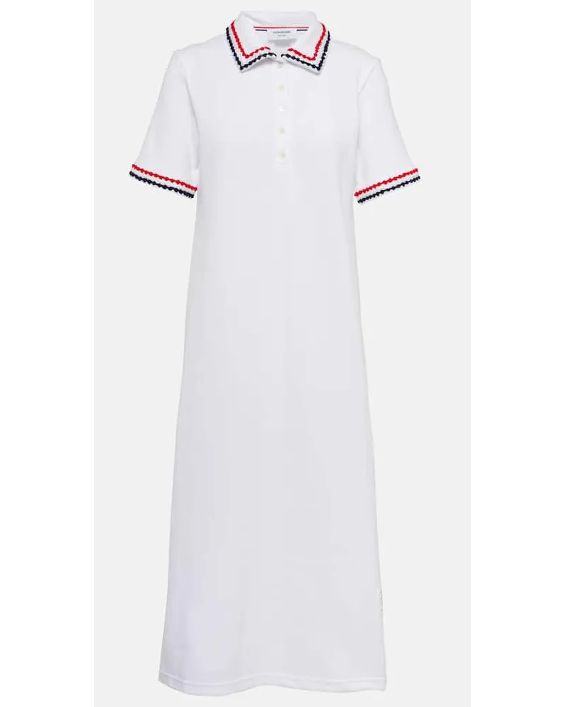 Thom Browne Abito midi in piquÃ© di cotone Bianco