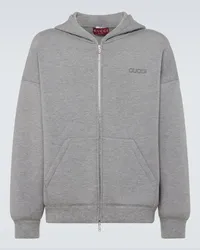 Gucci Felpa con logo e cappuccio Grigio