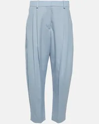 Stella McCartney Pantaloni cropped in lana con pinces Blu