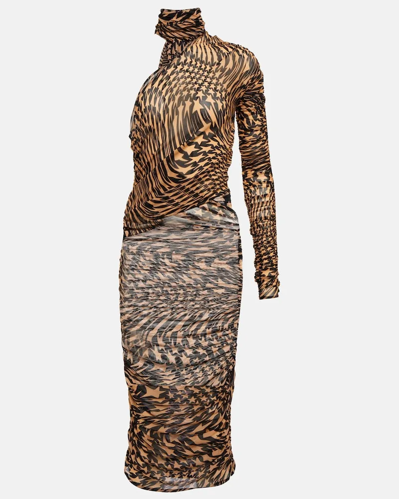 Thierry Mugler Miniabito in mesh con cut-out e stampa Multicolore