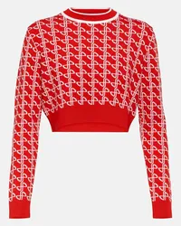 Patou Pullover in lana jacquard con logo Rosso