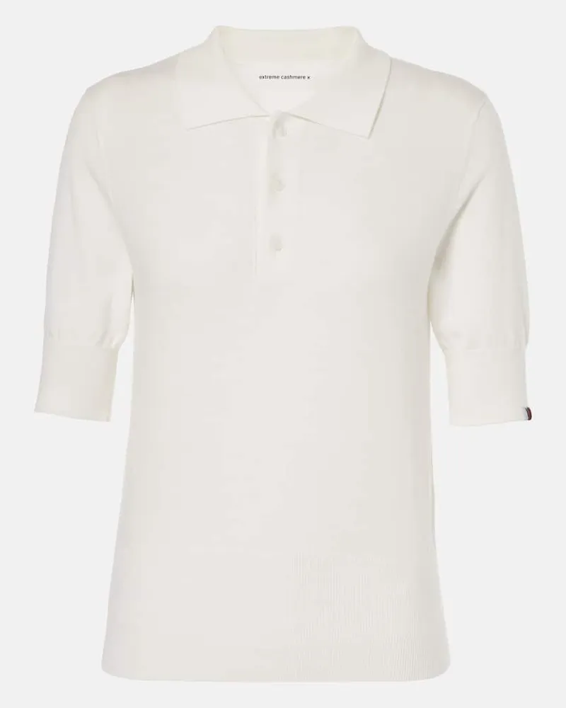 extreme cashmere Polo in maglia di cashmere e cotone Bianco