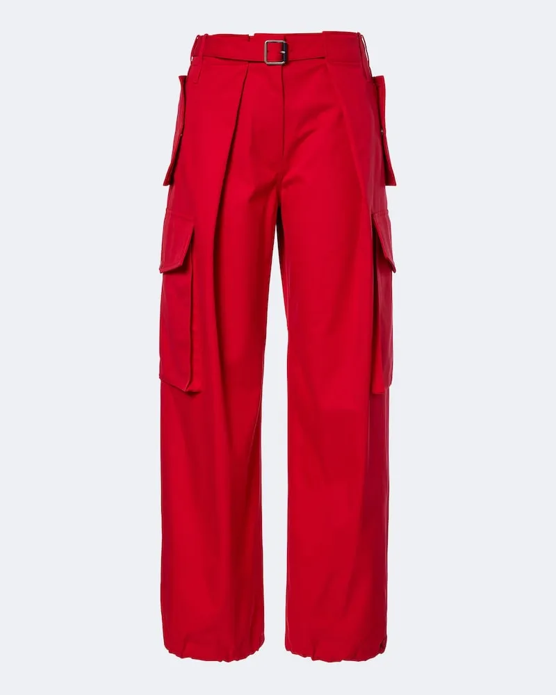 Loewe Pantaloni cargo in cotone e seta Rosso