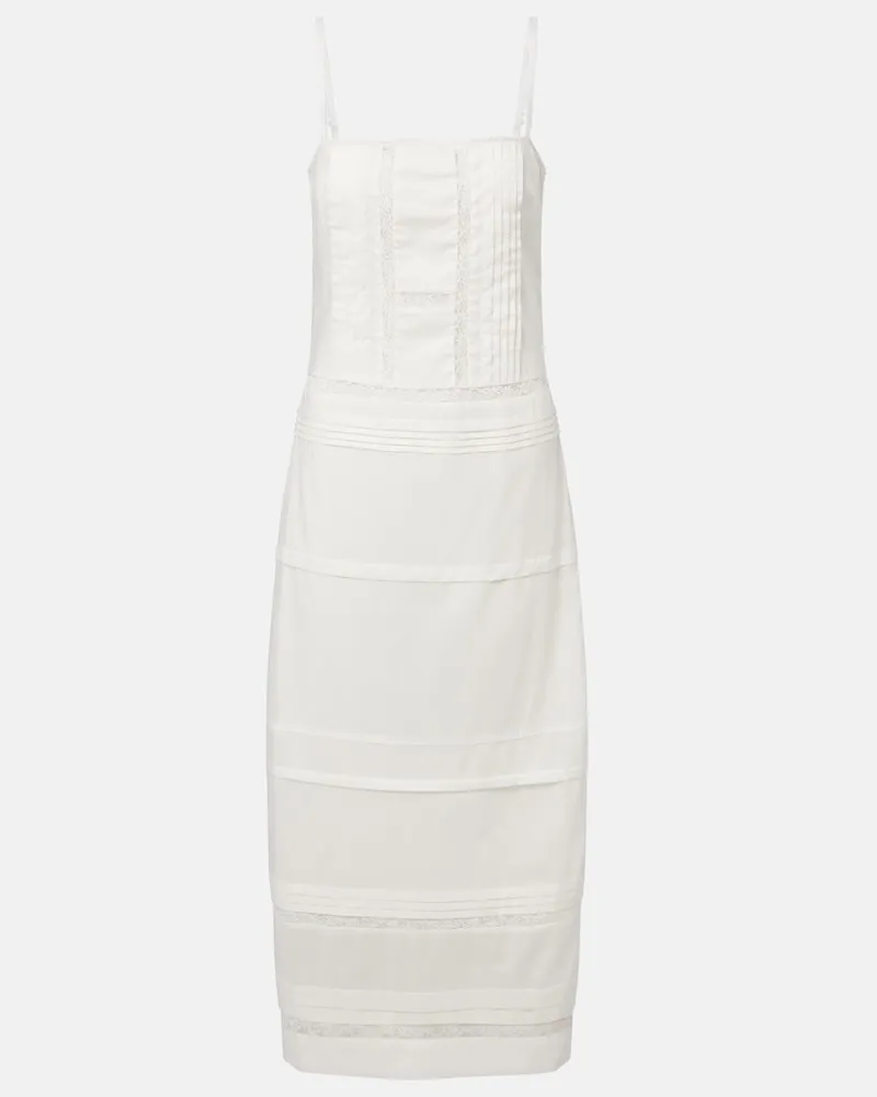 STAUD Abito midi Corinna in voile di cotone con ricamo Bianco