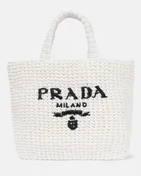 Prada Borsa Small in crochet con logo Neutro