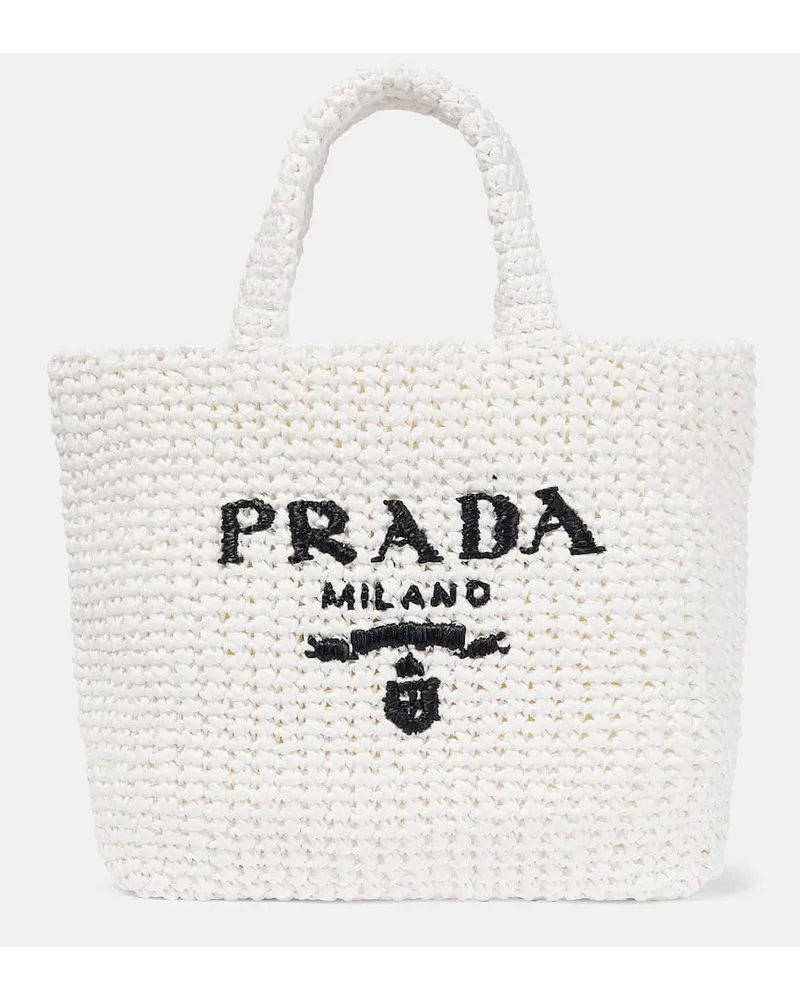 Prada Borsa Small in crochet con logo Neutro