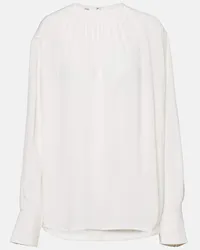 Totême Blusa in crêpe arricciato Bianco