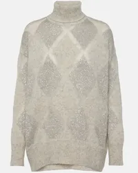 Brunello Cucinelli Pullover Dazzling Argyle in lana e mohair Grigio