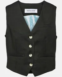 Veronica Beard Gilet Bennett in twill di misto lino Nero