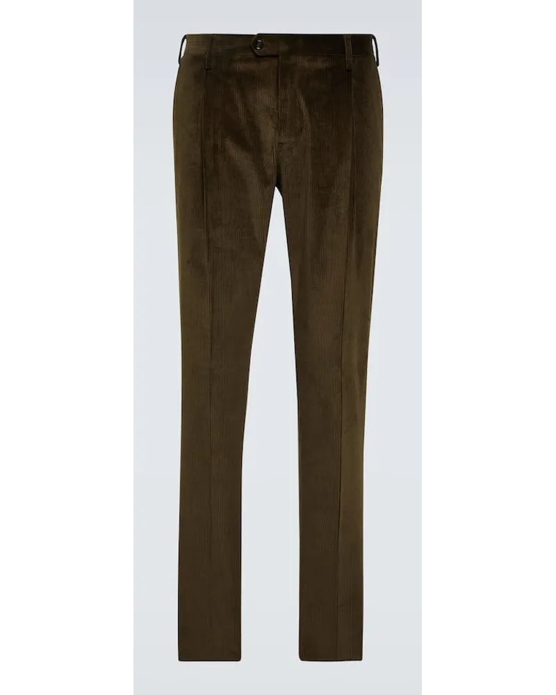 LARDINI Pantaloni slim in velluto a coste Verde