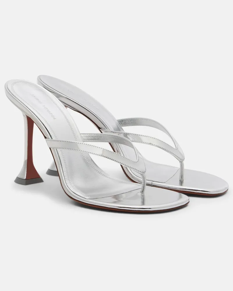 Amina Muaddi Sandali infradito Juliette in pelle Argento