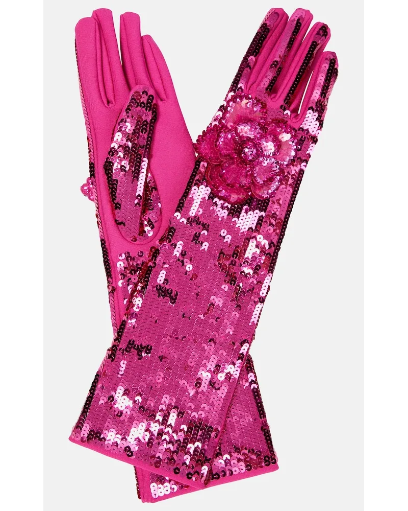 Valentino Garavani Guanti con paillettes Rosa