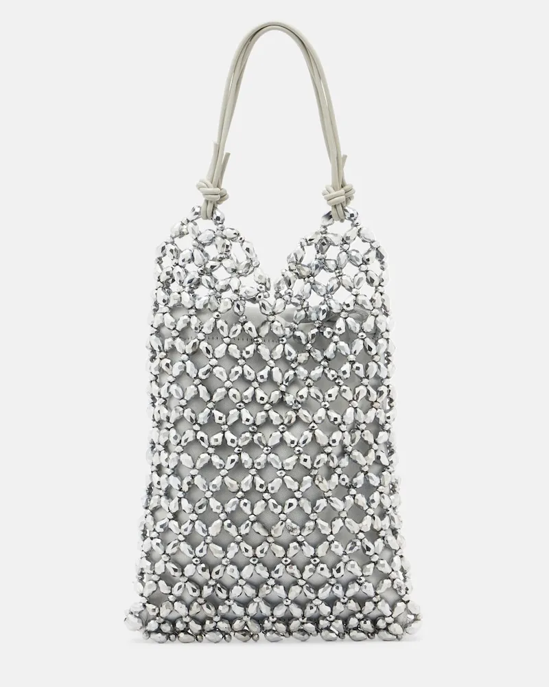 STAUD Borsa a mano Karla con perline Argento