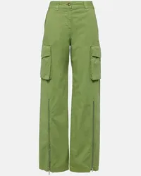 Stella McCartney Pantaloni cargo in canvas di cotone a vita media Verde