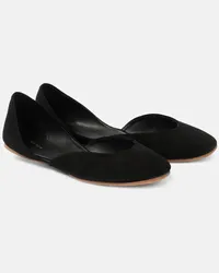 The Row Ballerine Gemma in suede Nero