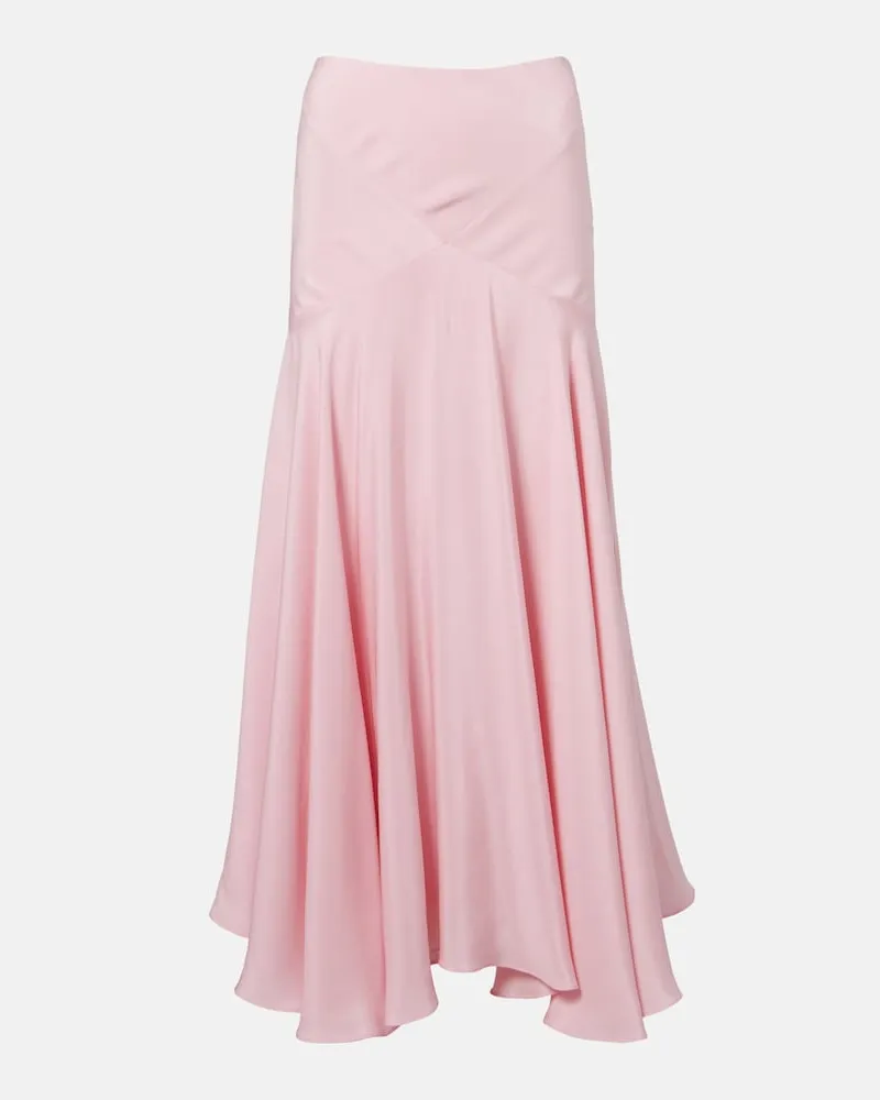Rodarte Gonna midi in crêpe di seta Rosa