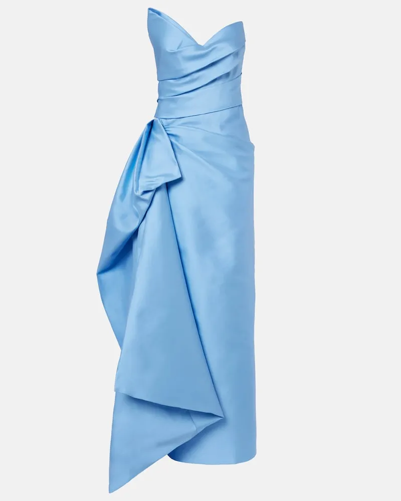 Monique Lhuillier Abito lungo bustier asimmetrico Blu
