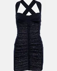 Jean Paul Gaultier Miniabito bustier in mesh Blu