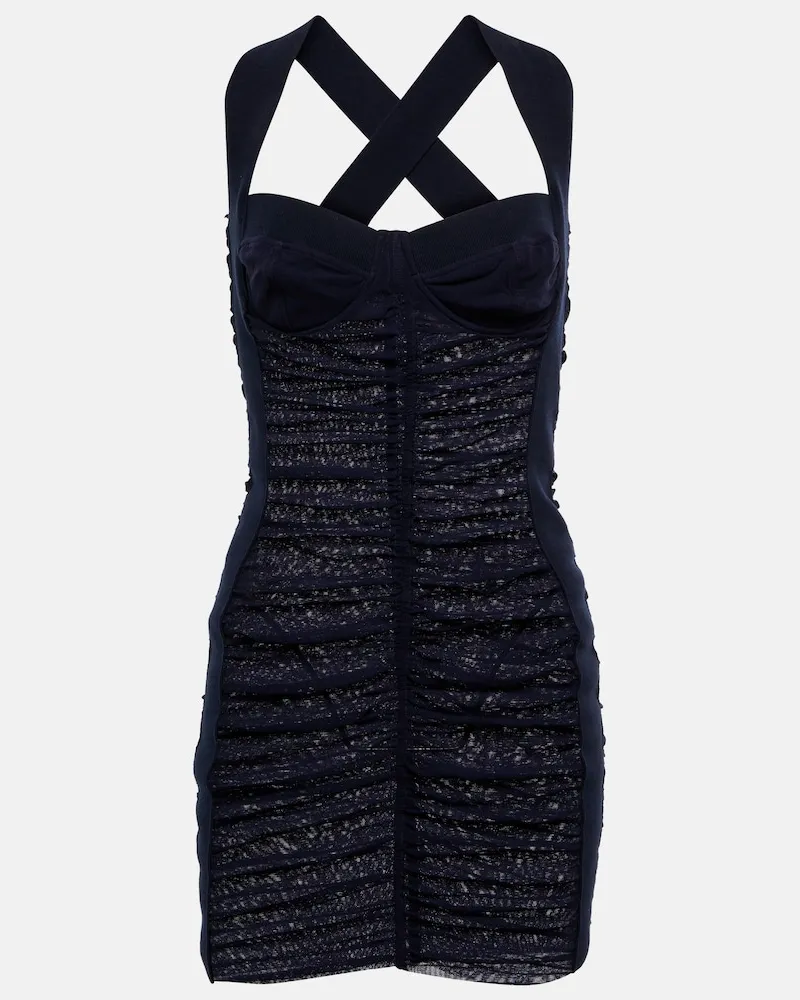 Jean Paul Gaultier Miniabito bustier in mesh Blu