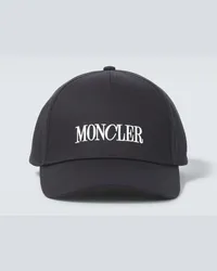 Moncler Cappello da baseball in cotone con logo Blu