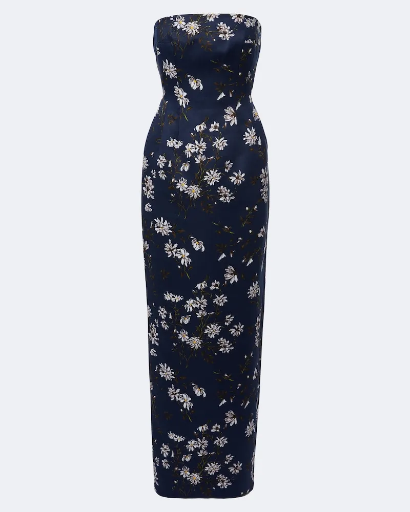 EMILIA WICKSTEAD Abito lungo bustier Laelia floreale Blu