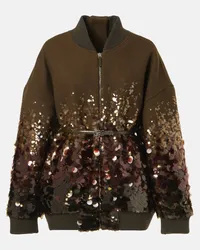 Gucci Bomber in lana con paillettes Marrone