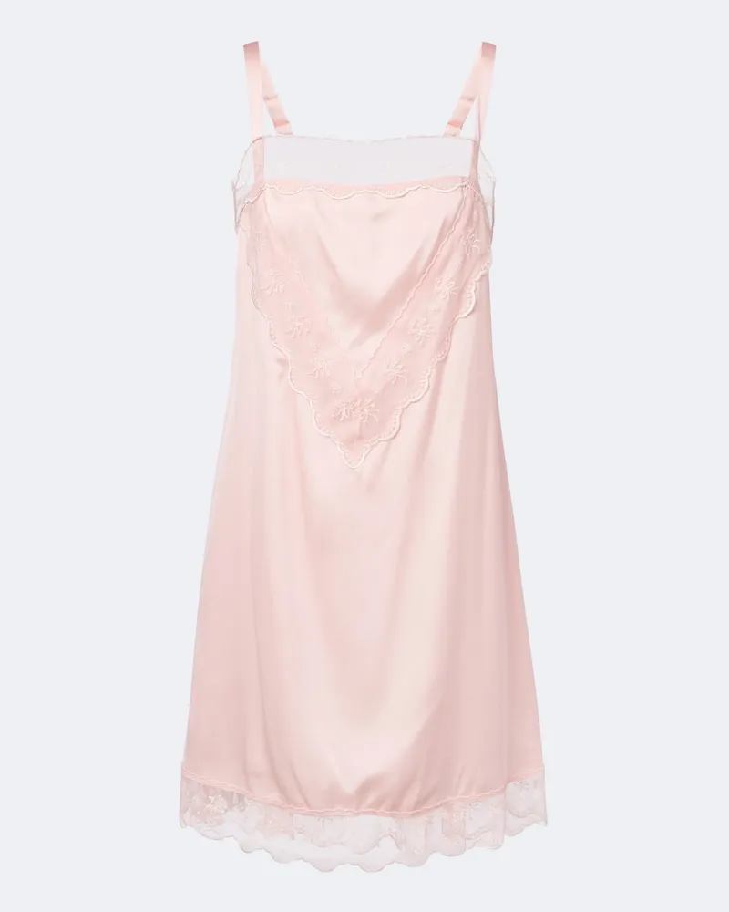 Simone Rocha Abito sottoveste in satin con pizzo Rosa