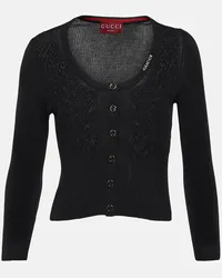 Gucci Cardigan in lana e seta Nero