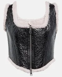 Jean Paul Gaultier Bustier in pelle e shearling Nero