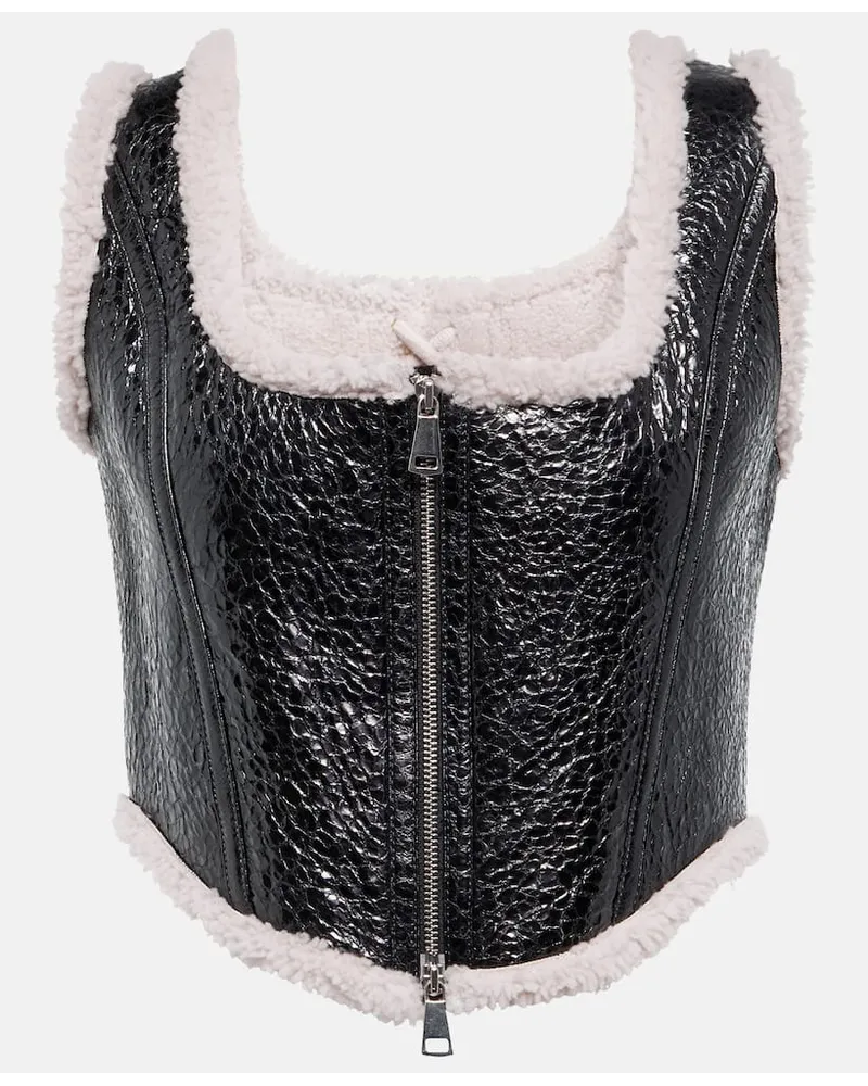 Jean Paul Gaultier Bustier in pelle e shearling Nero