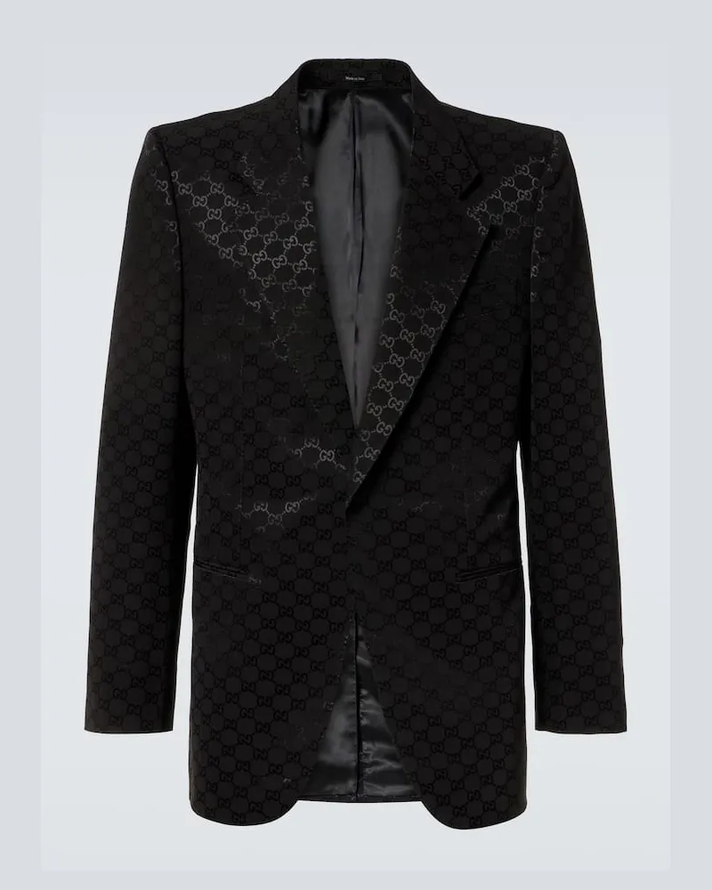 Gucci Blazer in misto cotone GG Nero