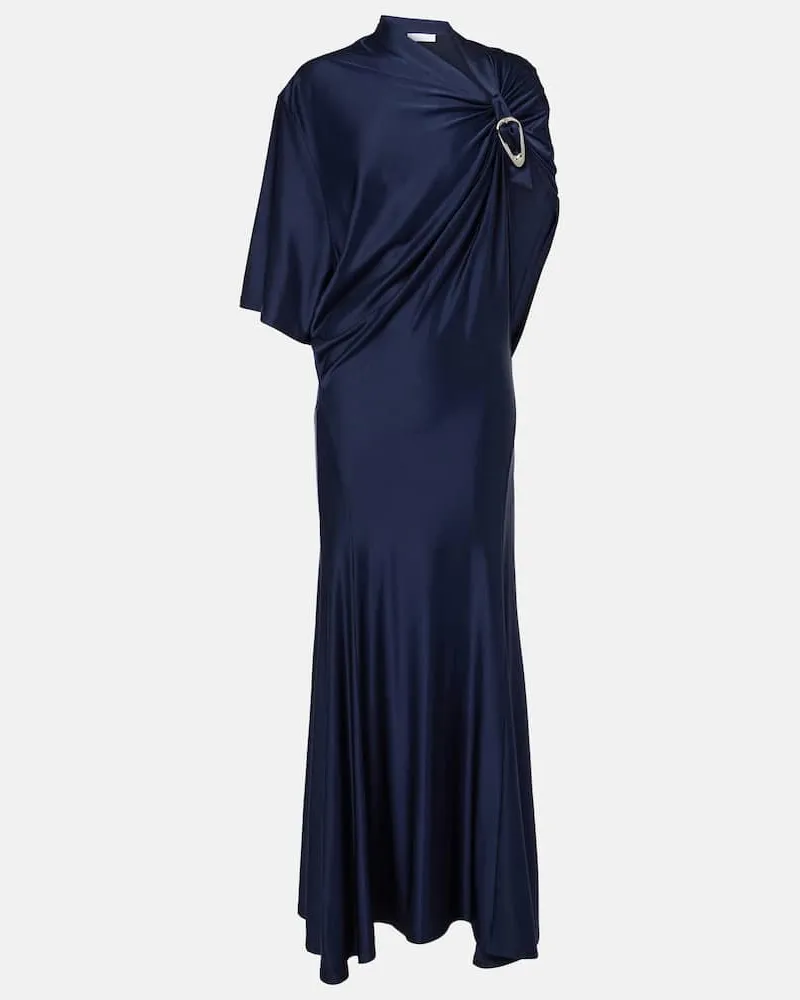 Paco Rabanne Abito lungo asimmetrico in jersey Blu