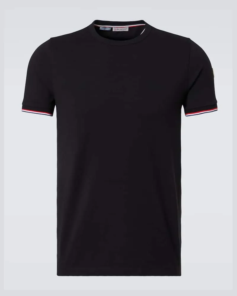 Moncler T-shirt Tricolor in misto cotone Nero